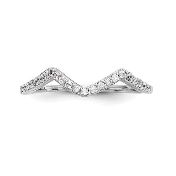 14k White Gold 1/6 carat Diamond Contoured Complete Wedding Band