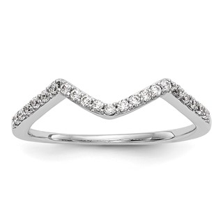 14k White Gold 1/6 carat Diamond Contoured Complete Wedding Band