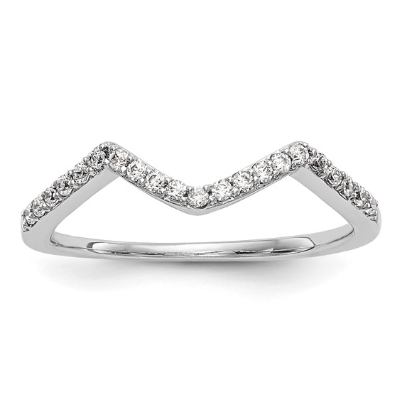 14k White Gold 1/6 carat Diamond Contoured Complete Wedding Band