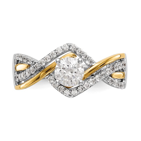 Diamond Round Semi-mount Criss-Cross Engagement Rings