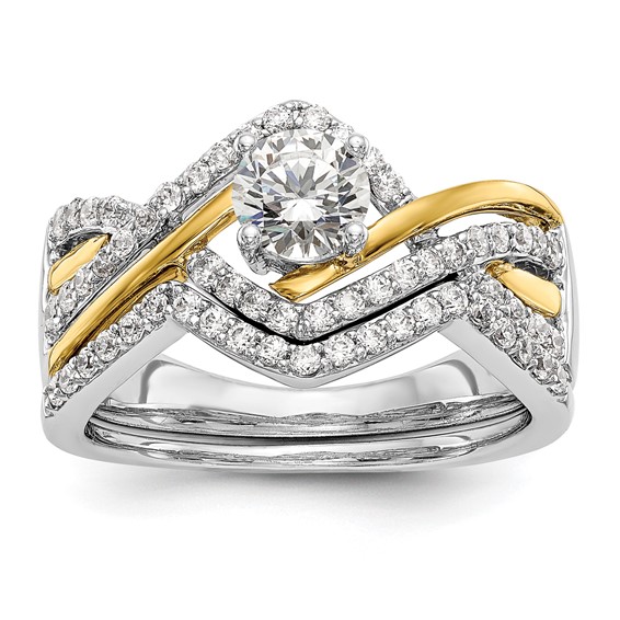 Diamond Round Semi-mount Criss-Cross Engagement Rings