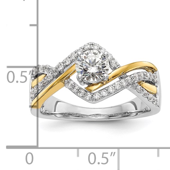 Diamond Round Semi-mount Criss-Cross Engagement Rings