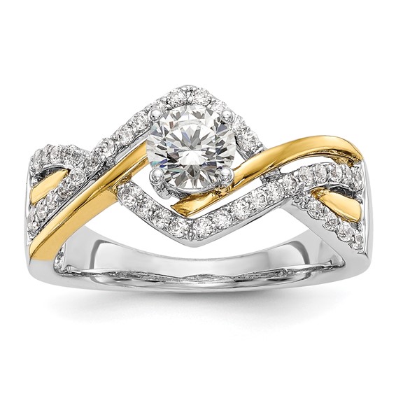 Diamond Round Semi-mount Criss-Cross Engagement Rings