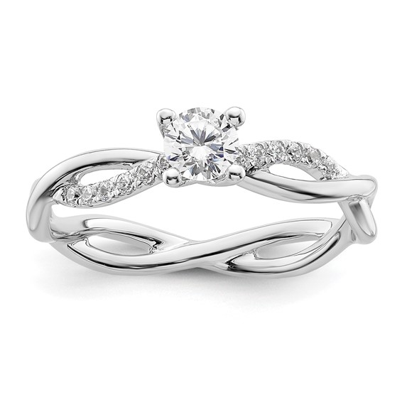 Diamond Round Semi-mount Criss-Cross Engagement Rings