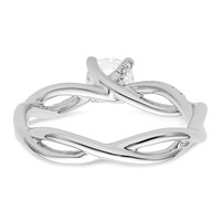 14K White Gold 0.62 Carat Lab Grown Diamond VS SI+ G+ Round Complete Bypass Engagment Ring view 5
