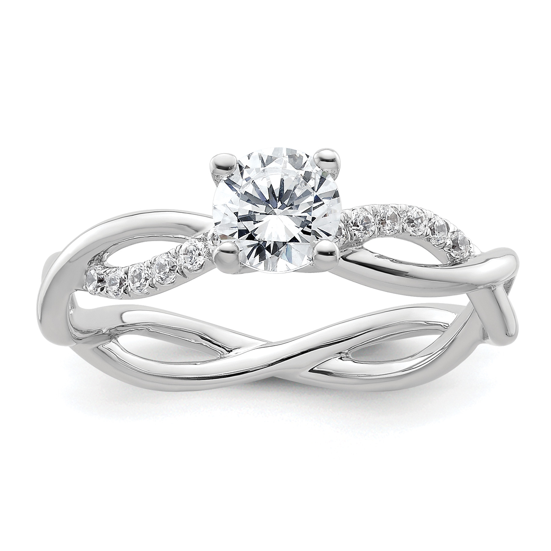 14k White Gold 5/8 carat Lab Grown Diamond VS/SI+ G+ Round Complete Bypass Engagment Ring (RM2525E-050-CWLG)