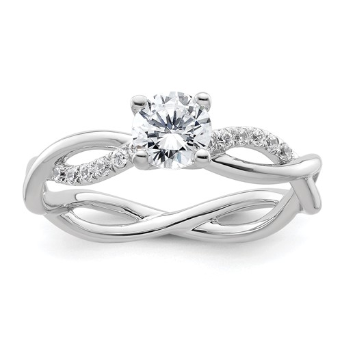 14K White Gold 0.62 Carat Lab Grown Diamond VS SI+ G+ Round Complete Bypass Engagment Ring