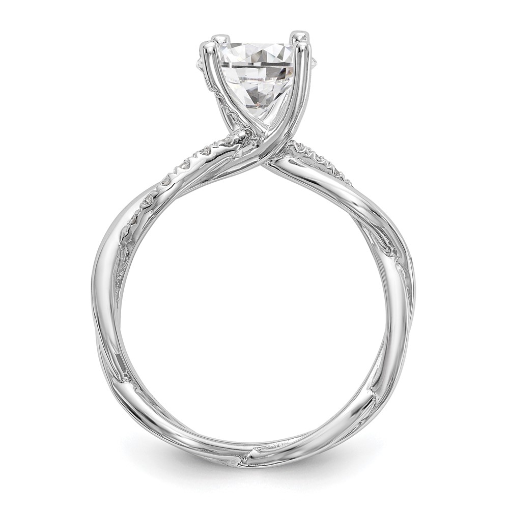 14k White Gold 1/5 carat Lab Grown Diamond VS/SI+ G+ 3/4 carat Center Round Semi Mount Bypass Engagement Ring (RM2525E-075-WLG)