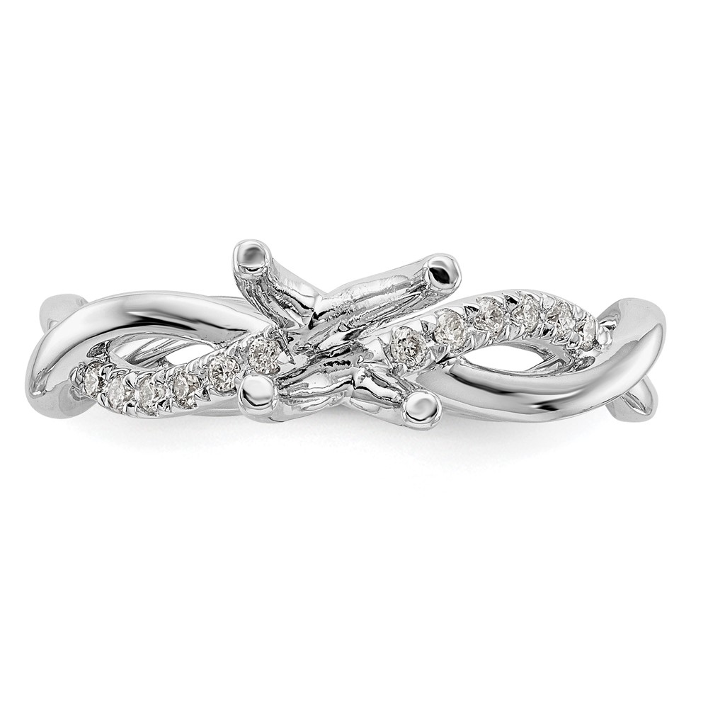 14k White Gold 1/5 carat Lab Grown Diamond VS/SI+ G+ 3/4 carat Center Round Semi Mount Bypass Engagement Ring (RM2525E-075-WLG)