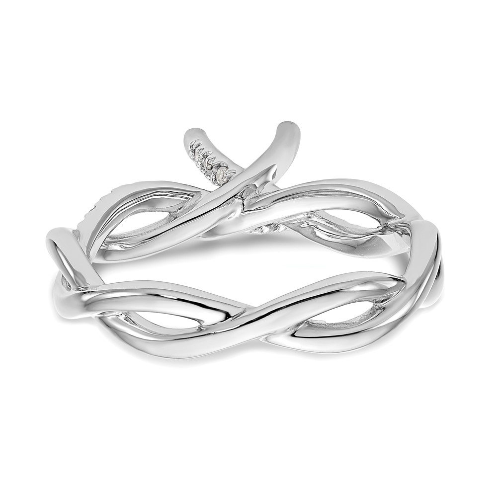 14k White Gold 1/5 carat Lab Grown Diamond VS/SI+ G+ 3/4 carat Center Round Semi Mount Bypass Engagement Ring (RM2525E-075-WLG)