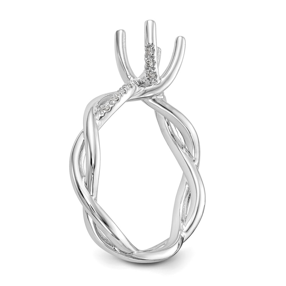 14k White Gold 1/5 carat Lab Grown Diamond VS/SI+ G+ 3/4 carat Center Round Semi Mount Bypass Engagement Ring (RM2525E-075-WLG)