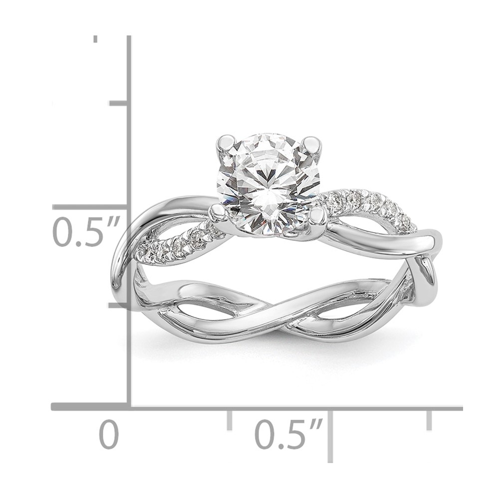 14k White Gold 1/5 carat Lab Grown Diamond VS/SI+ G+ 3/4 carat Center Round Semi Mount Bypass Engagement Ring (RM2525E-075-WLG)