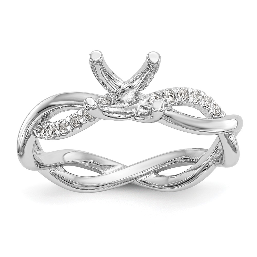 14k White Gold 1/5 carat Lab Grown Diamond VS/SI+ G+ 3/4 carat Center Round Semi Mount Bypass Engagement Ring (RM2525E-075-WLG)