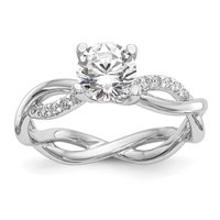 14K White Gold 0.20 Carat Lab Grown Diamond VS SI+ G+ 0.75 Carat Center Round Semi Mount Bypass Engagement Ring view 1