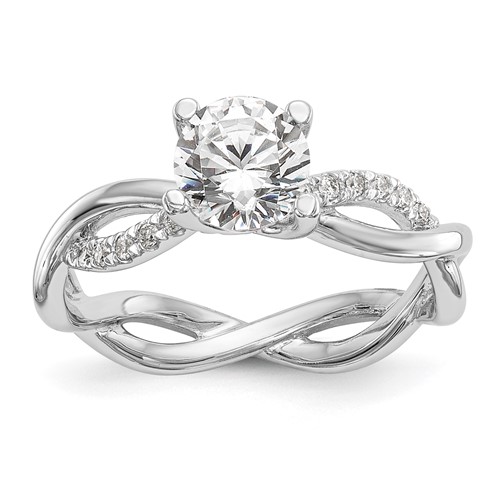 14K White Gold 0.20 Carat Lab Grown Diamond VS SI+ G+ 0.75 Carat Center Round Semi Mount Bypass Engagement Ring