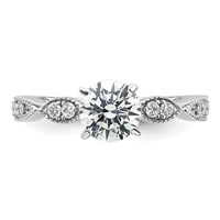 True Origin 14K White Gold 0.17 Carat Lab Grown Diamond VS+ F+ Semi-Mount Round Engagement Ring view 4
