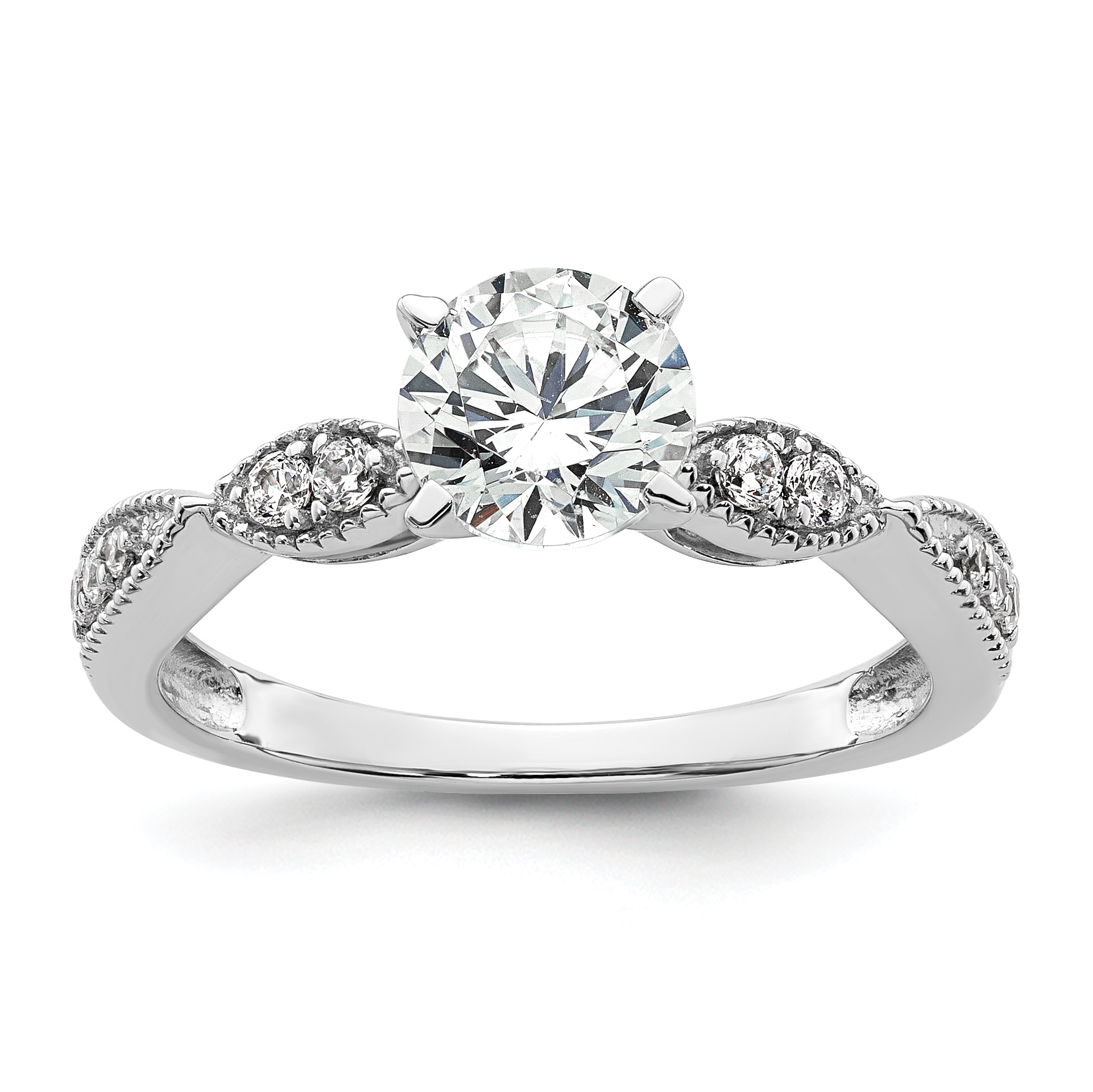 True Origin 14K White Gold 1/6 carat Lab Grown Diamond VS  D E F  Semi Mount Round Engagement Ring (RM2529E-100-WLD)