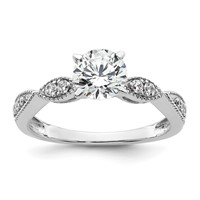 True Origin 14K White Gold 0.17 Carat Lab Grown Diamond VS+ F+ Semi-Mount Round Engagement Ring view 1