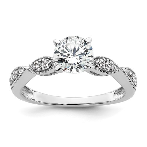 True Origin 14K White Gold 0.17 Carat Lab Grown Diamond VS+ F+ Semi-Mount Round Engagement Ring