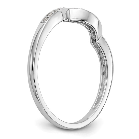 14k White Gold 1/6 carat Diamond Contoured Complete Wedding Band