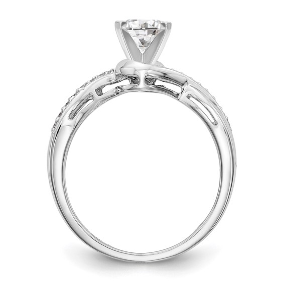 14k White Gold Criss-Cross Peg Set Engagement Ring Mounting