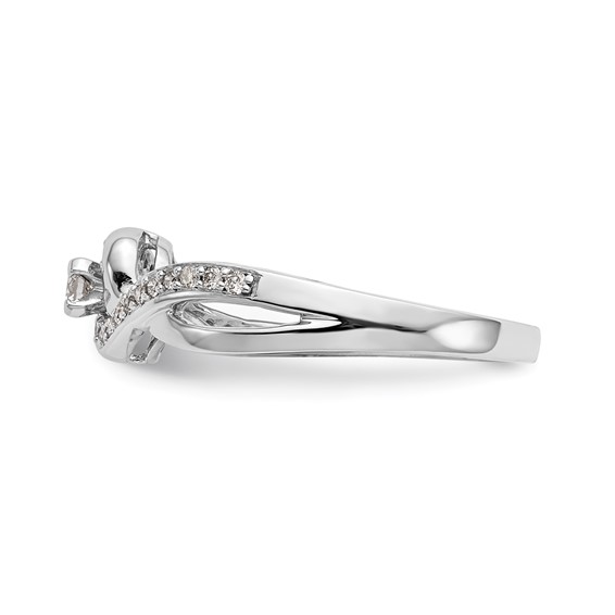 14k White Gold Criss-Cross Peg Set Engagement Ring Mounting