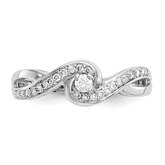 14k White Gold Criss-Cross Peg Set Engagement Ring Mounting