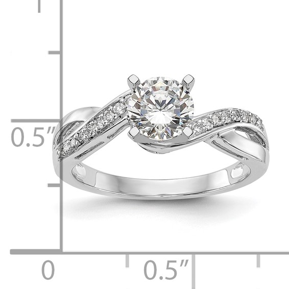 14k White Gold Criss-Cross Peg Set 1/6 carat Diamond Semi-mount Engagement Ring