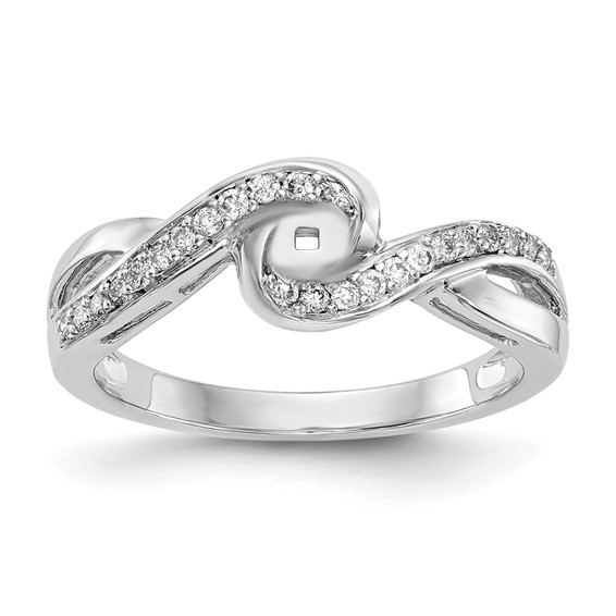 14k White Gold Criss-Cross Peg Set 1/6 carat Diamond Semi-mount Engagement Ring