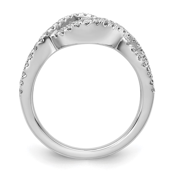 14k White Gold 1/2 carat Lab Grown Diamond VS/SI+ G+ Semi Mount Criss Cross Peg Set Engagement Ring