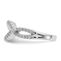 14K White Gold 0.50 Carat Lab Grown Diamond VS SI+ G+ Semi Mount Criss Cross Peg Set Engagement Ring view 3