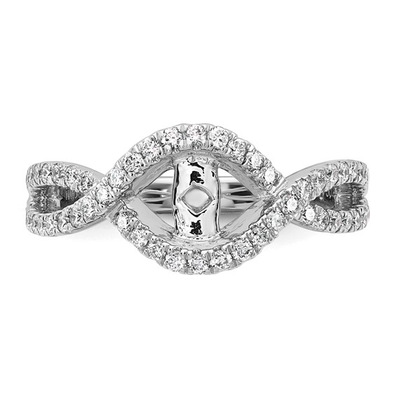 14k White Gold 1/2 carat Lab Grown Diamond VS/SI+ G+ Semi Mount Criss Cross Peg Set Engagement Ring