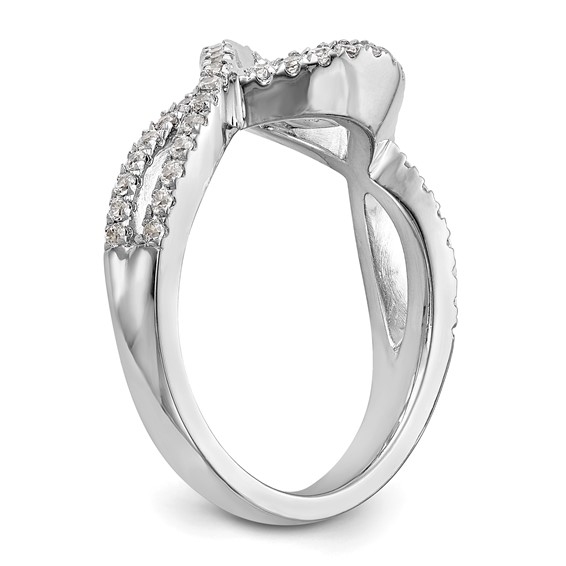 14k White Gold 1/2 carat Lab Grown Diamond VS/SI+ G+ Semi Mount Criss Cross Peg Set Engagement Ring