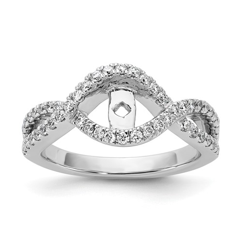 14K White Gold 0.50 Carat Lab Grown Diamond VS SI+ G+ Semi Mount Criss Cross Peg Set Engagement Ring