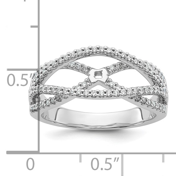 Peg Set Diamond Semi-mount Criss-Cross Engagement Rings
