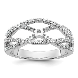 Peg Set Diamond Semi-mount Criss-Cross Engagement Rings