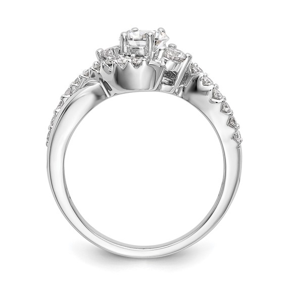 14k White Gold Criss-Cross Peg Set Engagement Ring Mounting