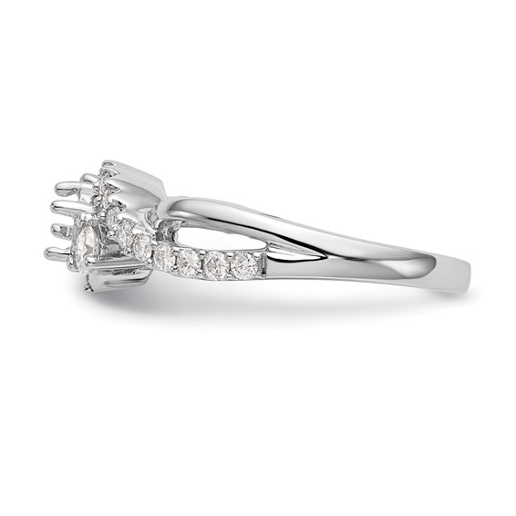 14k White Gold Criss-Cross Peg Set Engagement Ring Mounting