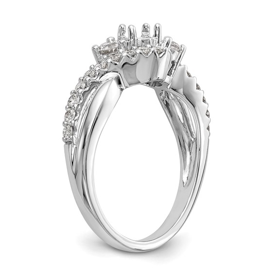 14k White Gold Criss-Cross Peg Set Engagement Ring Mounting