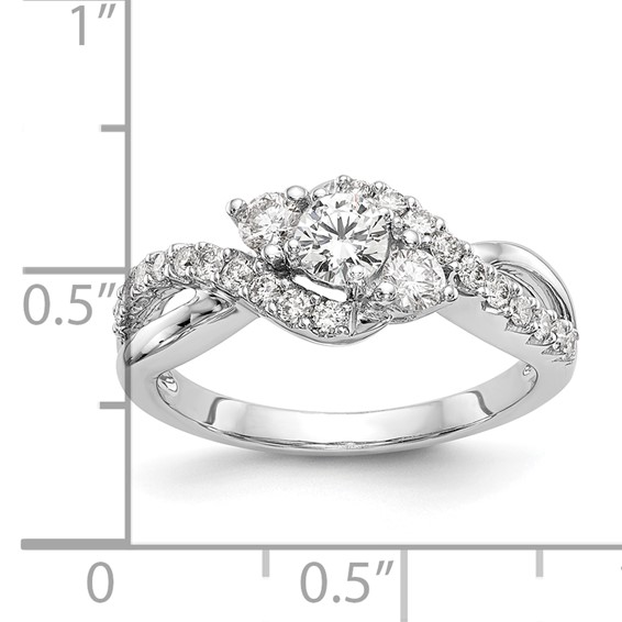 14k White Gold Criss-Cross Peg Set Engagement Ring Mounting