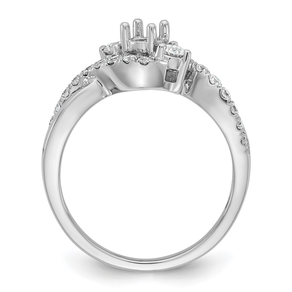 14k White Gold 5/8 carat Lab Grown Diamond VS/SI+ G+ Round Complete Criss Cross Engagement Ring (RM2554E-050-7WLG)