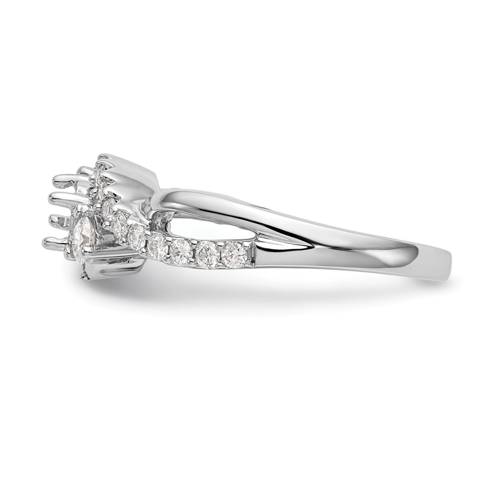 14k White Gold 5/8 carat Lab Grown Diamond VS/SI+ G+ Round Complete Criss Cross Engagement Ring (RM2554E-050-7WLG)