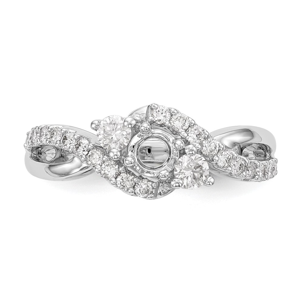 14k White Gold 5/8 carat Lab Grown Diamond VS/SI+ G+ Round Complete Criss Cross Engagement Ring (RM2554E-050-7WLG)