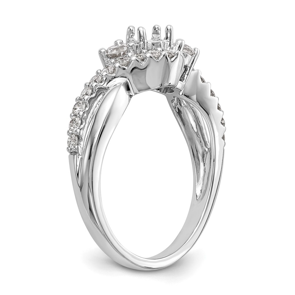 14k White Gold 5/8 carat Lab Grown Diamond VS/SI+ G+ Round Complete Criss Cross Engagement Ring (RM2554E-050-7WLG)
