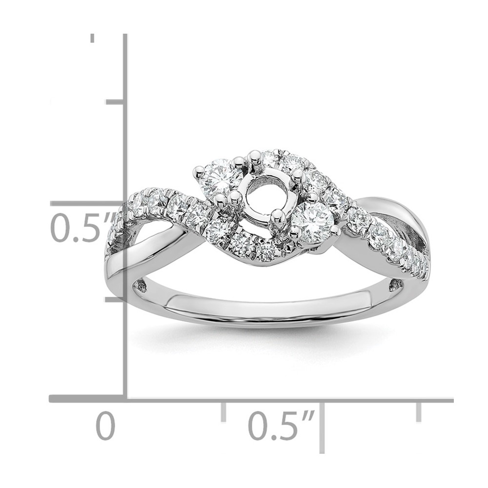 14k White Gold 5/8 carat Lab Grown Diamond VS/SI+ G+ Round Complete Criss Cross Engagement Ring (RM2554E-050-7WLG)