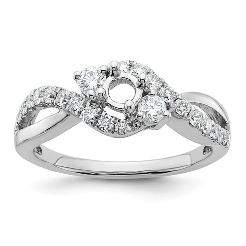 14K White Gold 0.62 Carat Lab Grown Diamond VS SI+ G+ Round Complete Criss Cross Engagement Ring