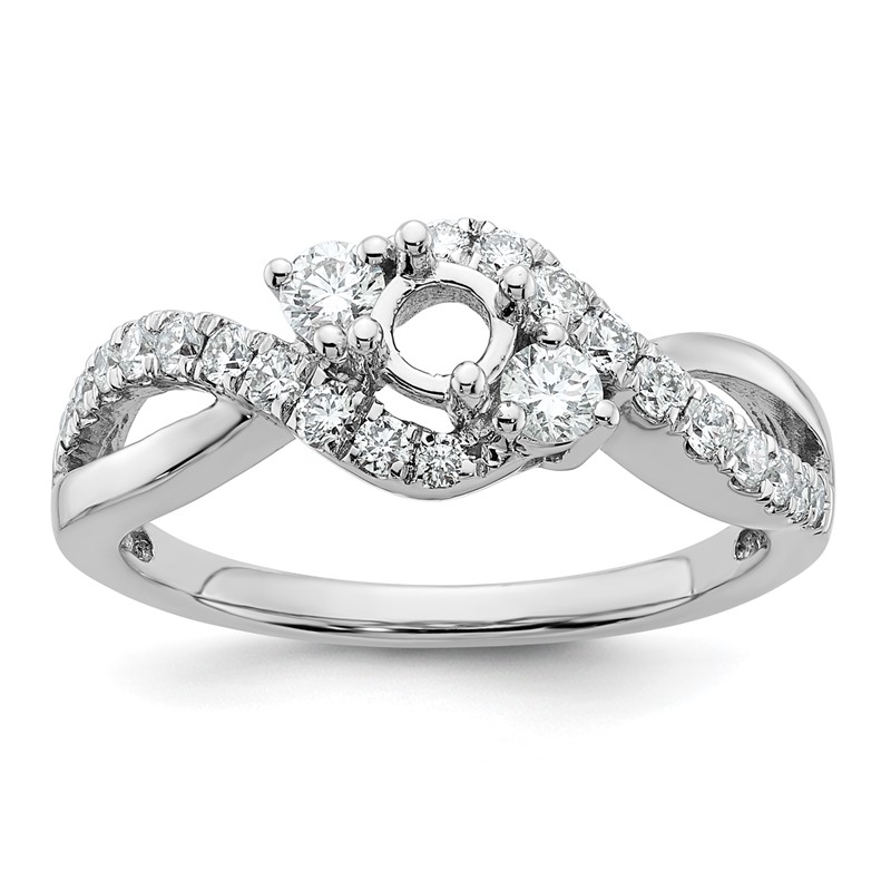 14k White Gold 5/8 carat Lab Grown Diamond VS/SI+ G+ Round Complete Criss Cross Engagement Ring