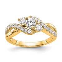14K Yellow Gold 0.62 Carat Lab Grown Diamond VS SI+ G+ Round Complete Criss Cross Engagement Ring view 1
