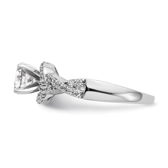 14k White Gold Criss-Cross Peg Set 1/3 carat Diamond Semi-mount Engagement Ring