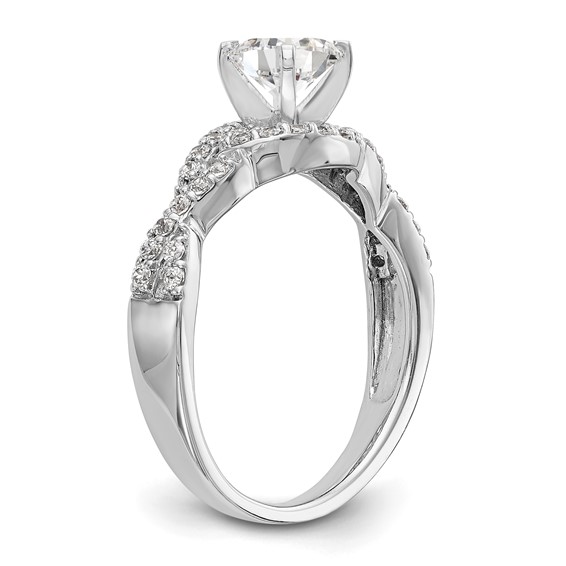 14k White Gold Criss-Cross Peg Set 1/3 carat Diamond Semi-mount Engagement Ring